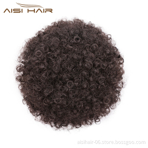 Aisi Hair Multi Color Kinky Curly Puff Hair Bun Ponytail Afro Short Curly Synthetic Chignon Hair Extension For Black White Women